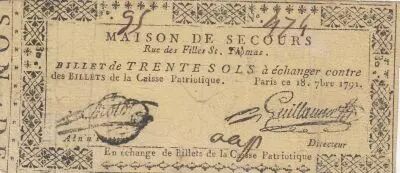 France 30 sols - Emergency home, rue des filles St. Thomas - 18-09-1791