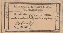France 30 sous - Loz&egrave;re - Municipalit&eacute; de Saint Jean la Fouillouse - 1792