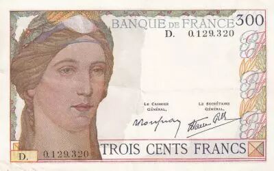 France 300 Francs Ceres - 06-10-1938  - Serial D.