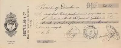 France 34.50 francs - Bank cheque receipt - Paris -17-12-191?