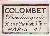 France 35 cent. Paris Boulangerie Colombet