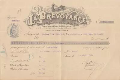 France 35.20 francs - Bank cheque receipt - La pr�voyance - 1913