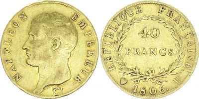 France 40 Francs - Napolon I - Tte nue - 1806 U Utrecht