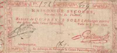 France 40 sols - Emergency home, rue des filles St. Thomas - 05-10-1791