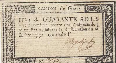 France 40 sols - Orne - Canton of Gac� - 1791