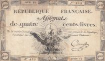 France 400 Livres - 21-11-1792 - Sign. Adam - Serial 454