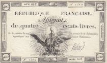 France 400 Livres - 21-11-1792 - Sign. Ribow - Serial 618