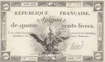 France 400 Livres - 21-11-1792 - Sign. Ribow - Serial 618