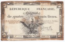 France 400 Livres 21-11-1792 - Sign. Henry Serial 1134 - VG to F