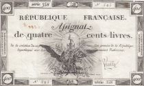 France 400 Livres 21-11-1792 - Sign. Vieilh - Serial 358 - VF - P.A.72