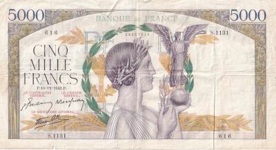 France 5,000 Francs Victory - December 10, 1942 - Series S.1131