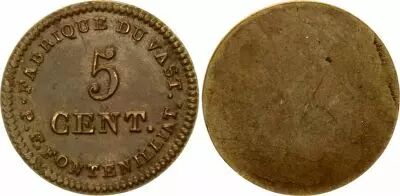 France 5 Cent, Fabrique du Vast - P. F. Fontenilliat - 1795