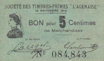 France 5 cent. Agen Sté Timbres-Primes L´Agennaise