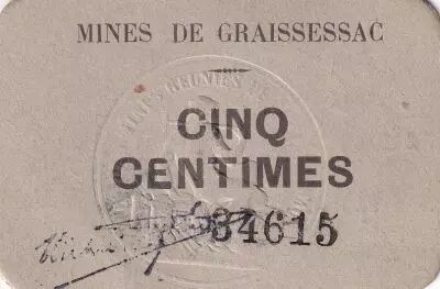 France 5 Centimes - Mines de Graissessac