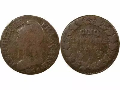 France 5 Centimes, Dupr� - An 7/5, A Paris, sans accent