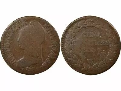France 5 Centimes, Dupr� - Year 7/5, W Lille / A Paris, with Accent