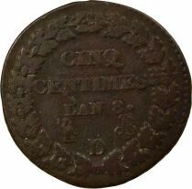 France 5 Centimes, Dupré, Big diameter - Year 8 D Lyon