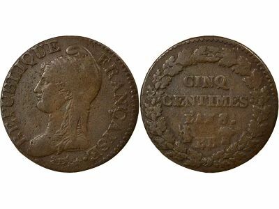 France 5 Centimes, Dupr�, Grand module - An 8/5 BB/A Strasbourg