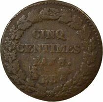 France 5 Centimes, Dupré, Grand module - An 8/5 BB/A Strasbourg