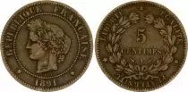 France 5 Centimes Ceres - Third Republic  - 1891 A Paris
