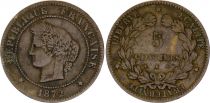 France 5 Centimes Ceres - Third Republic - 1872 K Bordeaux