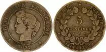 France 5 Centimes Ceres - Third Republic - 1877 A Paris