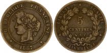 France 5 Centimes Ceres - Third Republic - 1887 A Paris