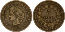 France 5 Centimes Ceres - Third Republic- 1886 A Paris