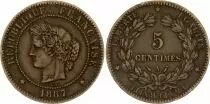 France 5 Centimes C&eacute;r&egrave;s - Troisi&egrave;me R&eacute;publique- 1887 A Paris