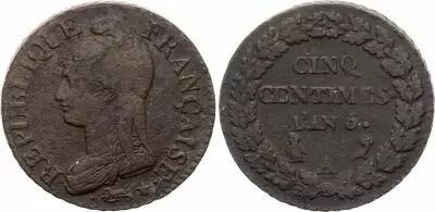 France 5 Centimes Dupre - Liberty head - An 5 A Paris