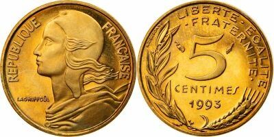 France 5 Centimes Lagriffoul - 1993 - Proof