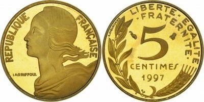 France 5 Centimes Lagriffoul - 1997 - Proof - 3 folds