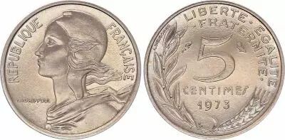 France 5 Centimes Marianne - 1973 - FDC issu de coffret