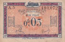 France 5 Centimes Regie des chemins de Fer - 1923 - Serial A.5 -  VF - R.1