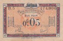 France 5 Centimes Regie des chemins de Fer - 1923 - Serial B.5 - VF - R.1