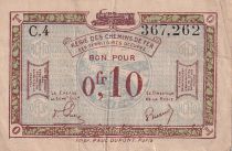 France 5 Centimes Regie des chemins de Fer - 1923 - Serial C.4 - F to VF - R.2