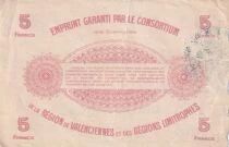France 5-Franc Emergency Note - May 1916 - Valenciennes - Series 18