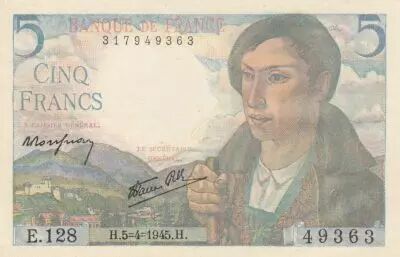 France 5 Francs - Berger - 05-04-1945 - S�rie E.128