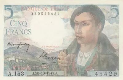 France 5 Francs - Berger - 30-10-1947 - S�rie A.153