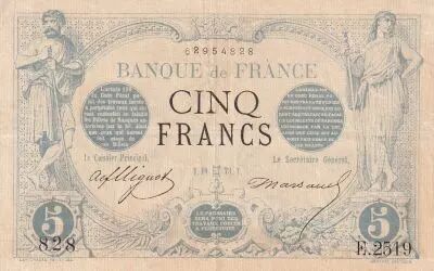 France 5 Francs - Black - 10-05-1873 - Serial F.2519