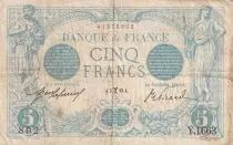 France 5 Francs - Bleu - 05-02-1913 - Série Y.1663 - F.02.14