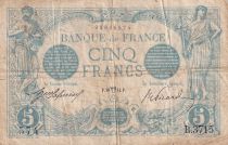 France 5 Francs - Bleu - 10-04-1914 - Serial B.3715- P.70