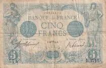 France 5 Francs - Bleu - 10-04-1914 - Serial B.3715- P.70