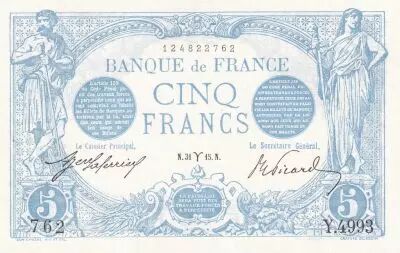France 5 Francs - Bleu - 31-03-1915 - S�rie Y.4993