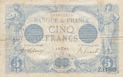 France 5 Francs - Blue - 11-05-1916 - Series Z.11803