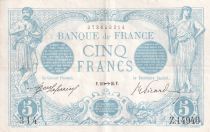 France 5 Francs - Blue - 1916 - Serial Z.14946 - P.70