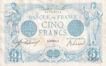 France 5 Francs - Blue - 22-08-1912 - Serial S.830 - VF to XF - P.70