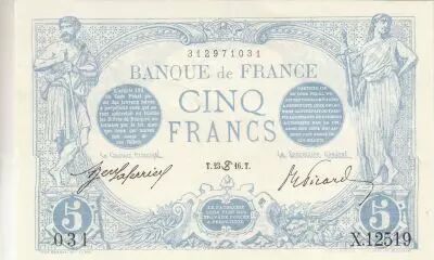 France 5 Francs - Blue - 23-06-1916 - Serial X.12519