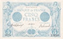 France 5 Francs - Blue - 29-12-1915 - Serial Z.9549 - P.70
