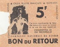 France 5 francs - Bon du retour Croix Rouge - 1945